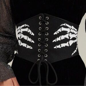 Corset Belt with Skeletal Design, elastic back (versatile sizing OS/M)